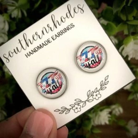 1776 Yall Stud Earrings | 4th of July | 16mm - Picture 2 of 4